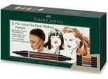 Faber-Castell Pitt Artist Pen Doppio Pennarello A Inchiostro - Confezione Da 5 Ritratti