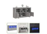 The Living Store Credenza Con Luci Led Grigio Sonoma 123X37X67 Cm