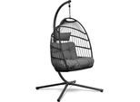 Sedia Sospesa Swoods Con Telaio - Sedia Sospesa Per Esterni - Per Interni Ed Esterni - Sedia Sospesa Con Grandi Cuscini - Sedia Per Topi Pieghevole - Fino A 150 Kg