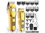 Hatteker Haarschneidemaschine Profi akku Haarschneider Herren Haartrimmer Langhaarschneider Bartschneider Barttrimmer Wasserdichter (Gold)