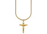 Kette Mit AnhäNger Bruno Banani "Schmuck Geschenk Halskette Kreuz Gravur Inri Venezianerkette", Gold (Gelbgoldfarben), Halsketten, Herren, Edelstahl, L: 55 B: 3Mm, B:3Mm