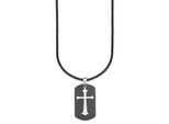 Kette Mit AnhäNger Bruno Banani "Schmuck Geschenk Halskette Kreuz Venezianerkette Silber Schwarz", Schwarz (Edelstahlfarben, Schwarz), Halsketten, Herren, Edelstahl, L: 55 B: 3Mm, Dog-Tag-Kette, B:3Mm