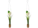 Kunstblume Creativ Green "Hyacinthe In HäNgevase", Weiß, B:4Cm H:35Cm, Kunststoff, Kunstpflanzen