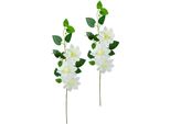 Kunstblume I.Ge.A. "Clematisranke Waldrebe", Weiß, B:14Cm H:80Cm L:9Cm, Polyester, Kunstpflanzen, Zweig Einzelblume Stielblume, 2Er Set