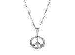 Kette Mit AnhäNger Celesta "Boho Peace Mit Kette 42+3Cm 925 Silber Zirkonia Weiss", Silber (Silbergrau), Halsketten, Damen, 42+3Cm, Silber 925 (Sterlingsilber), L: 45 B: 12Mm, GläNzend, B:12Mm