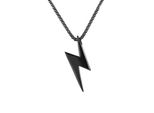 Kette Mit AnhäNger Firetti "Schmuck Geschenk Blitz", Schwarz, Halsketten, Herren, Edelstahl, L: 55 B: 3Mm, B:3Mm