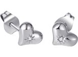 Paar Ohrstecker Firetti "Schmuck Geschenk Edelstahl Ohrschmuck Ohrringe Herz", Silber (Edelstahlfarben, Kristallweiß, Kristallweiß), Ohrringe, Damen, Edelstahl, Mit Zirkonia (Synth.)