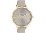 Quarzuhr OOZOO, grau (taupe), Armbanduhren, Damen, Armbanduhr, Damenuhr, Lederarmband, analog