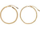 FußKetten Set Firetti "Schmuck Geschenk KöRperschmuck", Gold (Gelbgoldfarben), FußKetten, Damen, Edelstahl