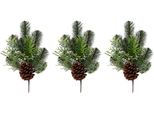 Winterliche Kunstpflanze Creativ Green "Weihnachtsdeko", GrüN, B:15Cm H:43Cm T:10Cm, Kunststoff, Kunstpflanzen, Zweig Mit Zapfen, 3Er-Set