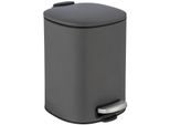Kosmetikeimer WENKO Alassio, grau (grau, schwarz), B:24,5cm H:20,5cm T:27cm, Stahl, Mülleimer, Kosmetikeimer, 5 Liter, BxTxH: 24,5x27x20,5 cm