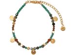 Armband Firetti "Schmuck Geschenk Edelstahl Armschmuck Armkette Edelstein PläTtchen", GrüN (Gelbgoldfarben, GrüN, Blau, Kristallweiß, GrüN, Blau, Kristallweiß), ArmbäNder, Damen, 22,5Cm, Edelstahl, Armband, Made In Germany - Mit Labradorit Oder Achat