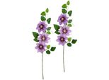 Kunstblume I.Ge.A. "Clematisranke Waldrebe", Lila (Violett), B:14Cm H:80Cm L:9Cm, Polyester, Kunstpflanzen, Zweig Einzelblume Stielblume, 2Er Set