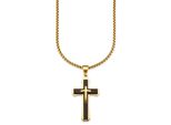Kette Mit AnhäNger Bruno Banani "Schmuck Geschenk Halskette Kreuz Venezianerkette", Schwarz (Gelbgoldfarben, Schwarz), Halsketten, Herren, Edelstahl, L: 55 B: 3Mm, B:3Mm