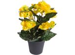 Kunstblume BOTANIC-HAUS "Begonienbusch Mit 7 Stielen", Gelb, B:18Cm H:26Cm T:18Cm Ø:18Cm, Kunststoff, Kunstpflanzen