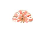 Brosche Firetti "Schmuck Geschenk Ansteckschmuck Pfau Koralle", Bunt (Gelbgoldfarben, Rosa, Rosa), Broschen, Damen, Messing, Brosche, Mit Koralle