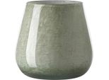 Tischvase FINK MARLY, grün (hellgrün), H:17cm Ø:18,5cm, Glas, Vasen, Dekovase, Blumenvase, Windlicht, Vase aus Glas