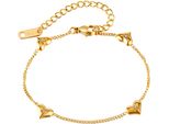 Armband Firetti "Schmuck Geschenk Edelstahl Armschmuck Ankerkettengliederung Herzen", Gold (Gelbgoldfarben, Kristallweiß, Kristallweiß), ArmbäNder, Damen, 22,5Cm, Edelstahl, Armband, Mit Zirkonia (Synth.)