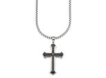 Kette Mit AnhäNger Bruno Banani "Schmuck Geschenk Halskette Kreuz Venezianerkette Silber Schwarz", Silber (Edelstahlfarben), Halsketten, Herren, Edelstahl, L: 60