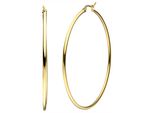 Paar Creolen Jobo, Gold (Goldfarben), Ohrringe, Damen, 60Mm, Edelstahl, Edelstahl Goldfarben Beschichtet 60 Mm