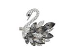 Brosche Firetti "Schmuck Geschenk Ansteckschmuck Schwan", Silber (Silberfarben, Grau, Weiß, Kristallweiß), Broschen, Damen, Metall, Brosche, Mit Glasstein