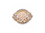 Brosche Firetti "Schmuck Geschenk Ansteckschmuck Oval Glitzersteine", Gelb (Gelbgoldfarben, Kristallweiß, Weiß, Kristallweiß), Broschen, Damen, Messing, Perlen, Brosche, Mit Strassstein - Mit SüßWasserzuchtperle