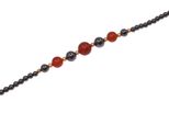 Collier Firetti "Schmuck Geschenk Halsschmuck Halskette", Bunt (Gelbgoldfarben, Grau, Rot), Halsketten, Damen, Messing, L: 50 B: 10Mm, Collier, Made In Germany - Mit HäMatit, Karneol, B:10Mm