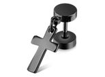 Single-Ohrstecker FIRETTI Schmuck Geschenk Ohrschmuck einzeln Kreuz, schwarz, Ohrringe, Damen, Edelstahl