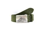 Koppelgürtel, Damen, Gr. 110, grün (khaki), Leder, RETTUNGSRING BY SHOWROOM 019, vintage, unifarben, Reptilienprägung, geprägtes Muster, modisch, Gürtel, Vollrindleder, Vintage-Style, Reptilienprägung