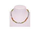 Collier Firetti "Schmuck Geschenk Halsschmuck Halskette Edelstein Farbstein Peridot", Bunt (Gelbgoldfarben, GrüN, Hellblau, Gelb, Lila), Halsketten, Damen, Messing, L: 50 B: 6Mm, Collier, Made In Germany - Mit Amethyst, Aquamarin, Citrin, Peridot, B:6Mm