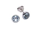 Paar Ohrstecker Zeeme "Silber 925 Rhodiniert Mit 2X Blautopas (Beh.) 7,5Mm", Weiß (Weiß, Blau), Ohrringe, Damen, One-Size, Silber 925 (Sterlingsilber)