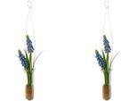 Kunstblume Creativ Green "Muscari In HäNgevase", Lila, B:4Cm H:35Cm, Kunststoff, Kunstpflanzen