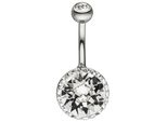Bauchnabelpiercing Jobo, Silber (Edelstahlfarben), Piercings, Damen, Edelstahl, Edelstahl Mit Kristallsteinen