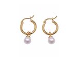 Paar Creolen Firetti "Schmuck Geschenk, Ohrschmuck Perle", Gold (Gelbgoldfarben, Weiß), Ohrringe, Damen, 6,1Mm, Perlen Silber 925 (Sterlingsilber), Perlen, Silber 925 (Sterlingsilber), Made In Germany - Mit SüßWasserzuchtperle