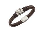 Armband Zeeme "Leder Mit Edelstahlverschluß", Braun, ArmbäNder, Damen, 21Cm, Edelstahl, GläNzend, Armband