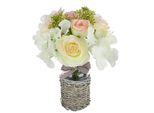 Kunstblume I.Ge.A. "Bouquet Rosen Hortensie In Vase", Rosa (Hellrosa), B:22Cm H:30Cm L:22Cm, Polyester, Kunstpflanzen, Rosenstrauß Rose Blumen Dekoblumen KüNstlich Blumenstrauß Blumenstrauß