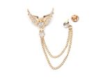 Brosche Firetti "Schmuck Geschenk Ansteckschmuck Gliederkette FlüGel Glitzernd", Gold (Gelbgoldfarben,,, Kristallweiß, Kristallweiß), Broschen, Damen, Metall, Brosche, Mit Glasstein