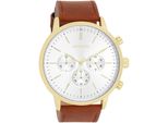 Quarzuhr OOZOO, braun, Armbanduhren, Herren, Armbanduhr, Herrenuhr, Lederarmband, Chrono-Look