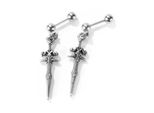 Paar Ohrstecker FIRETTI Schmuck Geschenk Ohrschmuck Dolch, schwarz (edelstahlfarben, schwarz), Ohrringe, Damen, Edelstahl