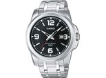 Quarzuhr, Silber (Silberfarben, Schwarz), Casio Timeless Collection, Armbanduhren, Herren, Quarzuhr, Armbanduhr, Herrenuhr, Analog, Datum, Edelstahlarmband