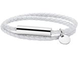 Armband "Schmuck Geschenk Armband Mikrofaserleder/Edelstahl", Silber (Edelstahlfarben, Weiß), Aniston Jewelry & Watches, ArmbäNder, Damen, 19Cm, Edelstahl Lederfaserstoff, Edelstahl, Lederfaserstoff, Armband