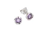 Paar Ohrstecker Zeeme "Silber 925 Rhodiniert Mit Echtem Amethyst", Weiß (Weiß, Lila), Ohrringe, Damen, One-Size, Silber 925 (Sterlingsilber)