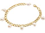 FußKette Mit AnhäNger Firetti "Schmuck Geschenk KöRperschmuck", Gold (Gelbgoldfarben, Weiß), FußKetten, Damen, Edelstahl Perlen, Edelstahl, Perlen, Mit SüßWasserzuchtperle