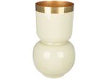 Tischvase GILDE Vase Roro mit Goldrand, beige (creme), B:18cm H:31,5cm T:18cm Ø:18cm, Metall, Vasen