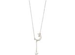 Y-Kette Firetti "Schmuck Geschenk Edelstahl Halskette Ankerkette Mond Sterne", Silber (Silberfarben), Halsketten, Damen, Edelstahl, L: 45,5 B: 2Mm, Made In Germany, B:2Mm