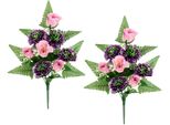 Kunstblume I.Ge.A. "Bouquet Rosen Und Gerbera Zum Legen", Pink, B:20Cm H:45Cm L:12Cm, Polyester, Kunstpflanzen, 2Er Set Kunstblumenstrauß
