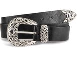 Hüftgürtel LASCANA Hosengürtel, Damen, Gr. 100, schwarz, Lederimitat, unifarben, casual,modisch, Gürtel Hüftgürtel Gürtel, mit Schnalle im Western Look, Gürtel, Jeansgürtel, Westerngürtel