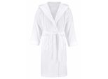 Unisex-Bademantel BRUNO BANANI Robby, ideal für Sauna & Spa, Hotelbademantel, Morgenmantel Gr. L, weiß, L:125cm in Gr. L, Walkfrottee, Hausmäntel, Damen & Herren Bademäntel, Baumwolle, mit Taschen, Reise, Sauna, S-3XL