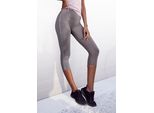 Caprileggings Lascana Active, Damen, Gr. Xs (32/34), N-Gr, Grau (Stone), Jersey, Obermaterial: 95% Baumwolle, 5% Elasthan, Unifarben, Basic, Figurbetont Kniebedeckend, Hosen, Mit Breitem Komfortbund