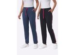 Schlupfhose, Damen, Gr. 42, NormalgrößEn, Blau (Schwarz, Dunkelblau), 100% Baumwolle, Unifarben, Lang, Hosen Schlupfhose